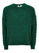 Topman Mens Green Oversized Cable Knitted Jumper