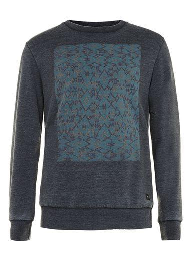Topman Mens Black Globe Dark Grey Fleecy Sweatshirt*