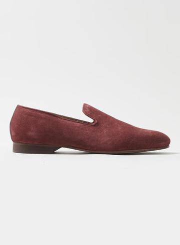 Topman Mens Red House Of Hounds Burgundy Suede Loafers