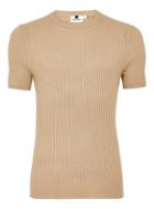 Topman Mens Beige Stone Muscle Ribbed Sweater
