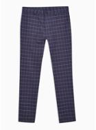 Topman Mens Navy Windowpane Check Stretch Skinny Pant