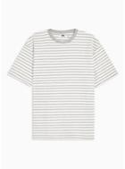 Topman Mens Grey And Off White Ottoman Stripe T-shirt