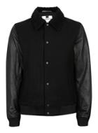 Topman Mens Black Contrast Sleeve Shearling Collar Bomber Jacket