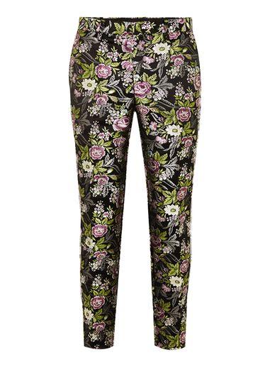 Topman Mens Pink Floral Jacquard Printed Skinny Smart Pants