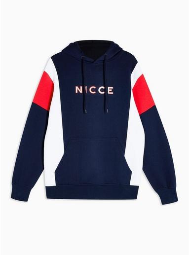 Nicce Mens Nicce White, Navy And Black Panelled Hoodie