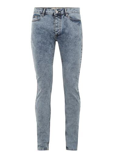 Topman Mens Blue Acid Wash Skinny Jeans