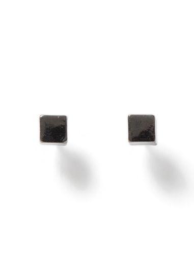 Topman Mens Grey Gunmetal Silver Look Square Stud Earrings*