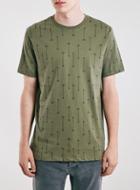 Topman Mens Green Khaki Arrows Print Slim Fit T-shirt