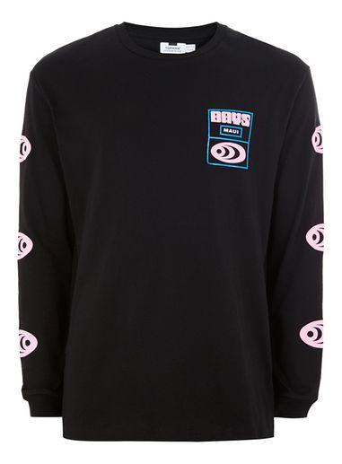 Topman Mens Black 'maui' Print T-shirt