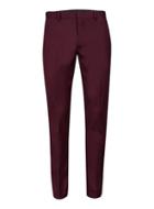 Topman Mens Red Burgundy Twill Skinny Fit Suit Trousers