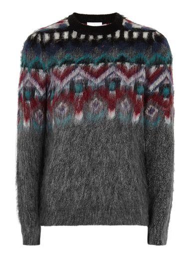 Topman Mens Multicoloured Mohair Nordic Jumper