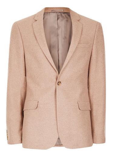 Topman Mens Pink Skinny Fit Suit Jacket With Wool