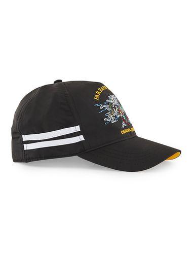 Topman Mens Black Japanese Embroidered Curved Peak Cap
