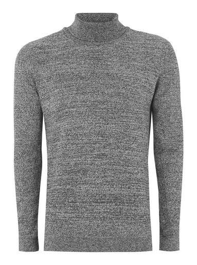 Topman Mens Grey. Gray, Black And White Twist Side Ribbed Sweater