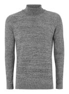 Topman Mens Grey. Gray, Black And White Twist Side Ribbed Sweater