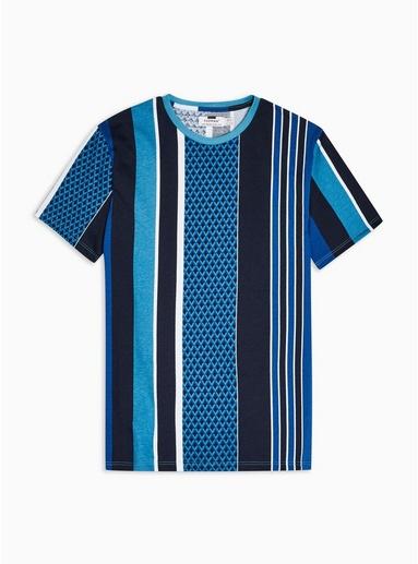 Topman Mens Multi Blue Stripe T-shirt