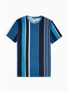 Topman Mens Multi Blue Stripe T-shirt