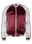 Topman Mens Burgundy And Silver Embroidered Honolulu Souvenir Jacket