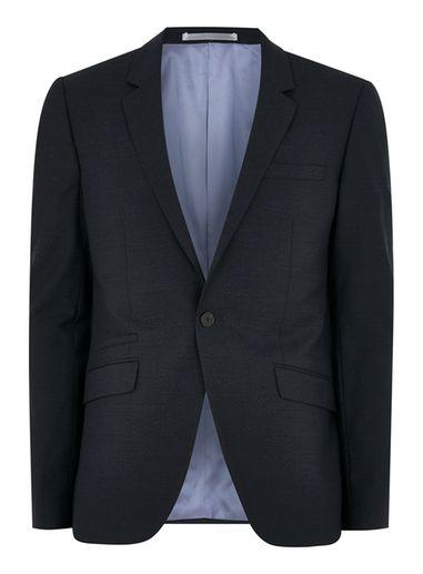 Topman Mens Navy Skinny Suit Jacket With Wool