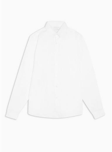 Topman Mens Premium White Tie Bar Penny Shirt