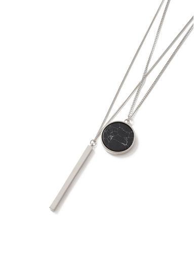 Topman Mens Black Circle And Stick Pendant*