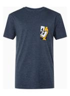 Topman Mens Blue Navy Marl Pluto Pocket Print T-shirt