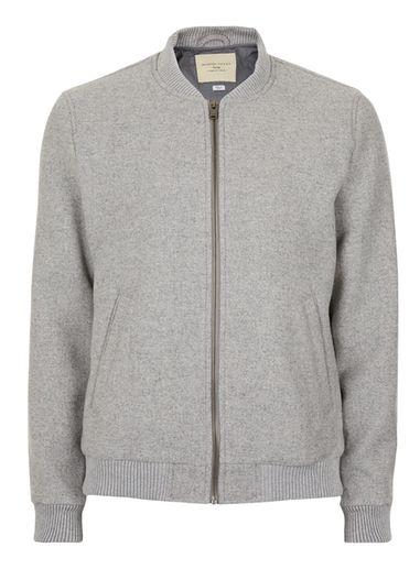 Topman Mens Selected Homme Grey Smart Bomber Jacket