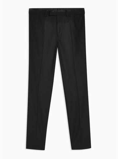 Topman Mens Black Skinny Tuxedo Pants