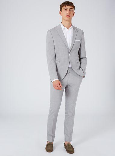 Topman Mens Grey Selected Homme Light Gray Slim Fit Suit Jacket