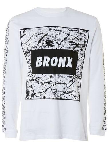 Topman Mens White Bronx Print Long Sleeve T-shirt