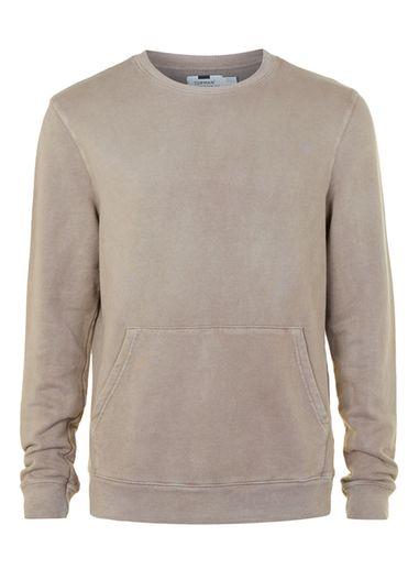 Topman Mens Beige Taupe Brown Pocket Sweatshirt