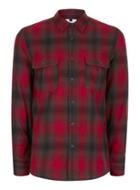 Topman Mens Red And Black Faded Check Casual Shirt