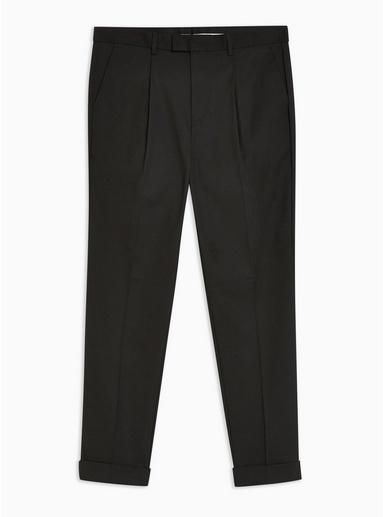 Topman Mens Black Skinny Turn Up Dress Pants