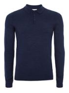 Topman Mens Blue Navy Muscle Fit Merino Knitted Polo