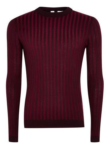Topman Mens Purple Plaited Ribbed Jumper