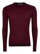 Topman Mens Purple Plaited Ribbed Jumper