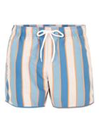 Topman Mens White Tonal Blue And Orange Stripe Swim Shorts