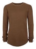 Topman Mens Brown Camel Waffle Textured Slim Fit Sweater