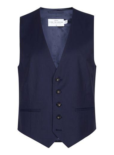 Topman Mens Charlie Casely-hayford X Topman Blue Twill Skinny Wedding Suit Vest