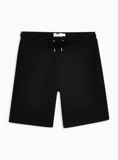 Topman Mens Black Waffle Textured Shorts