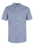 Topman Mens Blue Jigsaw Print Short Sleeve Shirt