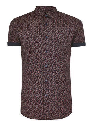 Topman Mens Navy Paisley Print Short Sleeve Shirt