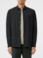 Topman Mens Premium Black Wool Blend Long Sleeve Shirt