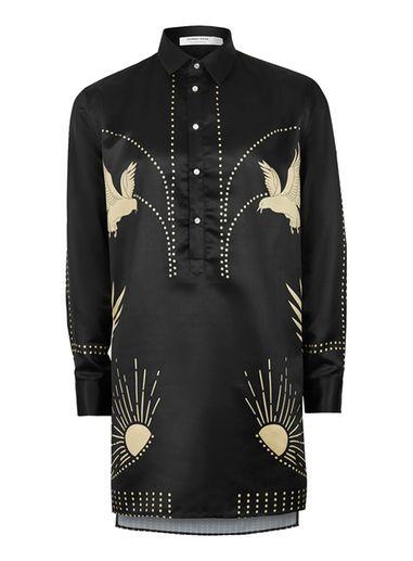 Topman Mens Topman Design Black And Gold Sun Print Tunic Shirt
