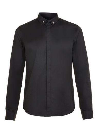 Topman Mens Religion Black Skull Pin Shirt