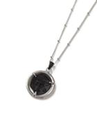 Topman Mens Silver Look And Black Wax Coin Necklace*
