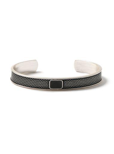 Topman Mens Black Antique Silver Look Enamel Etched Cuff*