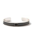 Topman Mens Black Antique Silver Look Enamel Etched Cuff*