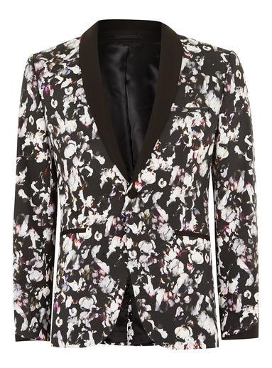 Topman Mens Multi Flower Print Ultra Skinny Suit Jacket