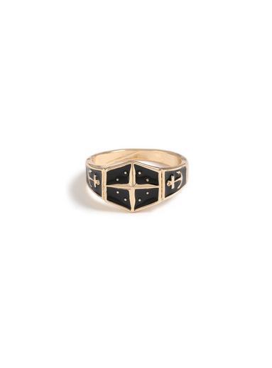 Topman Mens Black Gold Compass Ring*